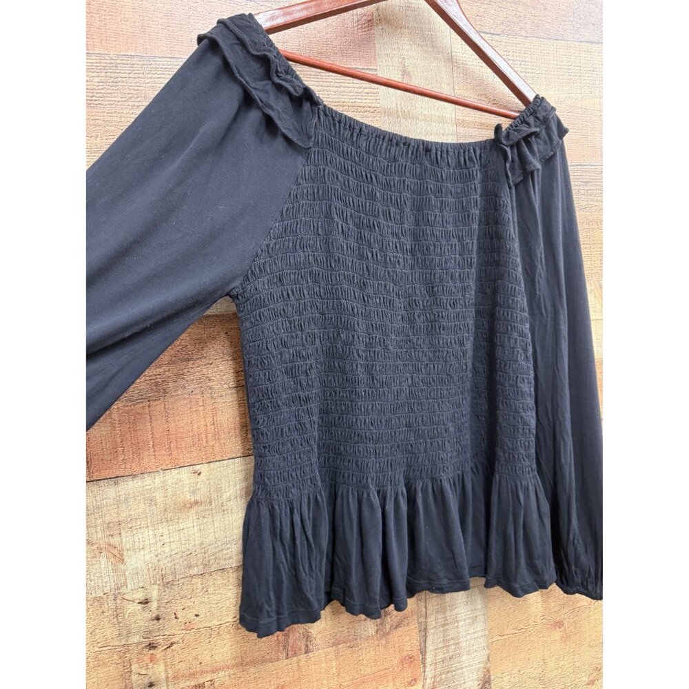 Loft Smocked Black Peasant Top XL - Picture 5 of 7